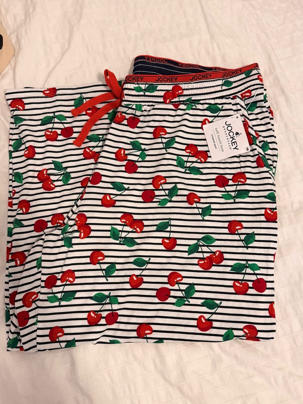 Jockey Cherry Print Striped Lounge Pants Pajama Bottoms Size S NWT - Picture 4 of 6